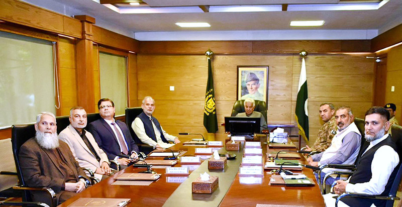 Federal Minister for Defence Production, Khawaja Muhammad Asif chairs an introductory meeting on arrival in Ministry of Defence Production