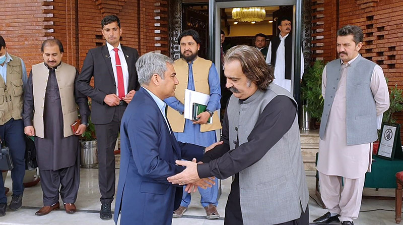Federal Minister for Interior Mohsin Naqvi in a meeting with Chief Minister Khyber Pakhtunkhwa Ali Amin Khan Gandapur
