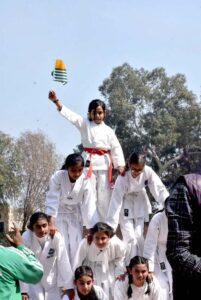 Students participating in 1st match during 34th Handball Championship at GCWUS.