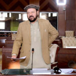 Chief Minister Gilgit-Baltistan Haji Gulbar Khan addressing during the 1st sitting of 18th Assembly session of Gilgit-Baltistan Assembly under the chair of Speaker Gilgit-Baltistan Assembly Nazir Ahmad Advocate