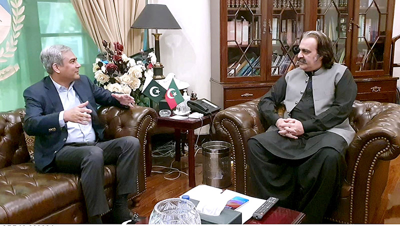 Federal Minister for Interior Mohsin Naqvi in a meeting with Chief Minister Khyber Pakhtunkhwa Ali Amin Khan Gandapur