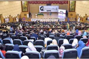 Founder South and Central Asia SRHR CEE Innovation Hub, Ms. Prakriti Dhakal addressing during the conference EmpowerHer 2024 in connection with International Women's Day at Jinnah Auditorium.