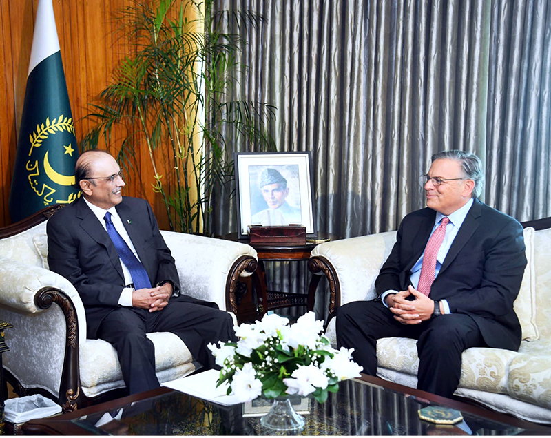 The Ambassador of the United States of America to Pakistan, Donald Blome, calls on President Asif Ali Zardari, at Aiwan-e-Sadr