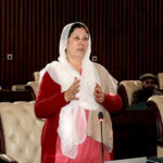 Minister Social Welfare Gilgit-Baltistan, Dilshad Bano addressing during the 18th Assembly session of Gilgit-Baltistan Assembly under the chair of Speaker Gilgit-Baltistan Assembly Nazir Ahmad Advocate