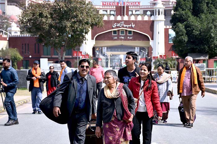 Hindu pilgrims enter in Pakistan through Wagah border to participate in Maha Shivratri (night of Shiva) celebrations at the Katasraj Temple in Potohar area of Punjab.