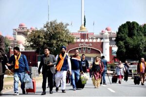 Hindu pilgrims enter in Pakistan through Wagah border to participate in Maha Shivratri (night of Shiva) celebrations at the Katasraj Temple in Potohar area of Punjab.
