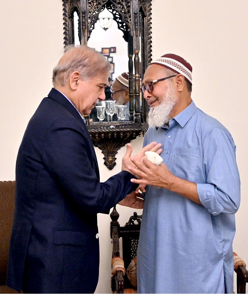 Prime Minister Muhammad Shehbaz Sharif offers condolences to the family of Lt. Colonel Syed Kashif Ali Shaheed at their residence in Chaklala