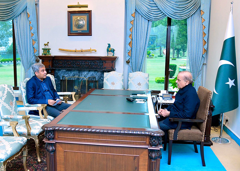 Federal Minister for Interior, Narcotics Control and Chairperson Pakistan Cricket Board Syed Mohsin Raza Naqvi calls on Prime Minister Muhammad Shehbaz Sharif