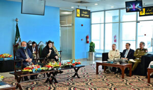 Chief Minister Punjab Maryam Nawaz and PMLN Supremo Nawaz Sharif are addressing a meeting of local parliamentarians and PMLN leaders at Faisalabad Airport