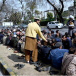Volunteers distribute free food among deserving people at Jannah Super area