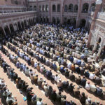 People offering second Namaz-e-Jumma at Sunehri Masjid during Holy Fasting Month of Ramzan ul Mubarak