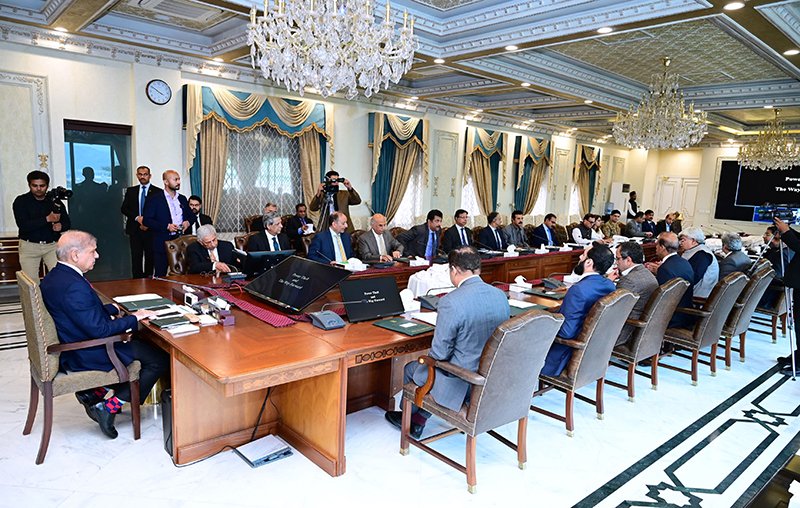 Prime Minister Muhammad Shehbaz Sharif chairs a meeting on Anti-Power theft campaign