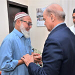 Prime Minister Muhammad Shehbaz Sharif offers condolences to the family of Lt. Colonel Syed Kashif Ali Shaheed at their residence in Chaklala