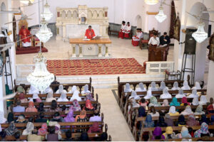 Pakistani Catholic Christians attend the prayer at Cathedral Church to mark ' Good Friday' event