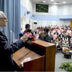 Air marshal (Retd) Salim Arshad addressing during 10th ESP event experience sharing platform at Civil Aviation Auditorium.