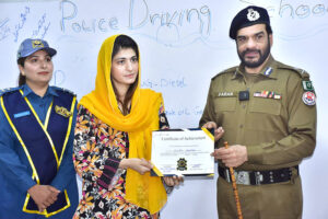 Additional IG Traffic Police Punjab Lahore, Mirza Faran Beg is addressing to students of Traffic Police Driving School at Police Line