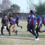 Students participating in a rugby game during the Annual Sports Festival 2024 of STAK group of Colleges