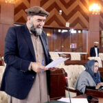 Minister Agriculture Gilgit-Baltistan Engineer Anwar speaks during the 3rd sitting of 18th Session of Gilgit-Baltistan Assembly under the chair of Speaker Gilgit-Baltistan Assembly Nazir Ahmad Advocate