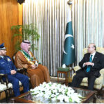 President of Pakistan Asif Ali Zardari in a meeting with the visiting Defence Minister of the Kingdom of Saudi Arabia His Royal Highness Prince Khalid bin Salman bin Abdul Aziz al Saud, at Aiwan-e-Sadr