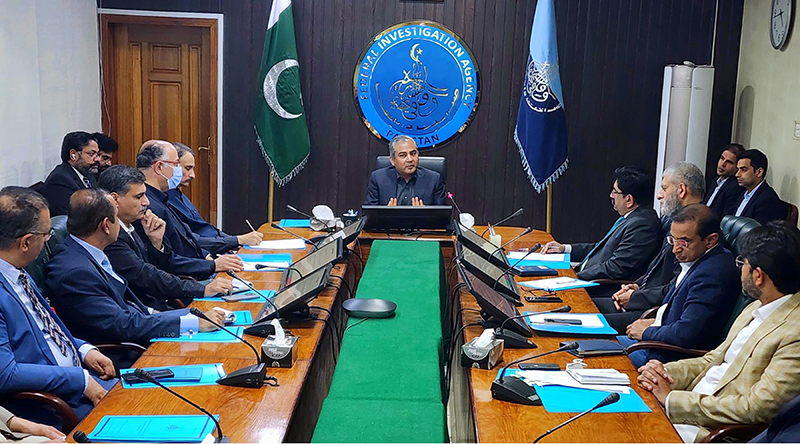 Federal Minister for Interior, Mohsin Naqvi chairing a meeting at FIA headquarters