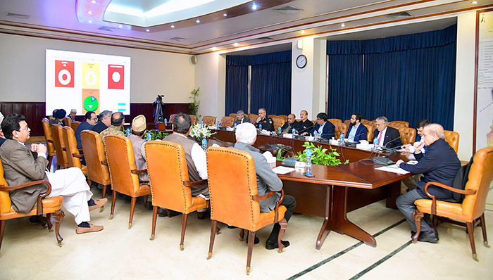 Prime Minister Muhammad Shehbaz Sharif chairs a meeting regarding recent torrential rains and heavy snowfall and the ongoing rescue and relief activities for the affectees.