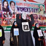 Student of Public Health School performing dance in a tableau during a function in connection with International Women Day at Gomi Bai Ladies Club Jinnah Bagh