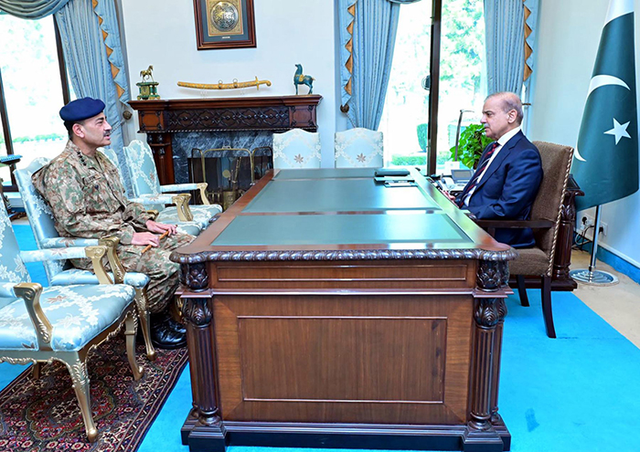 Chief of Army Staff General Syed Asim Munir NI (M) calls on Prime Minister Muhammad Shehbaz Sharif.