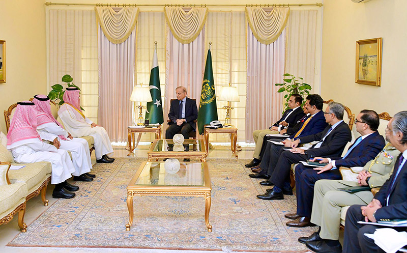 A delegation of Saudi Fund for Development (SFD), led by Sultan Bin Abdul Rehman Al Marshad, Chief Executive Officer (CEO), SFD call on Prime Minister Muhammad Shehbaz Sharif