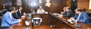 Federal Minister for Commerce, Jam Kamal Khan chairing a meeting at National Insurance Company Limited (NICL)