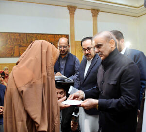  Prime Minister Muhammad Shehbaz Sharif distributing assistance cheques among the families of the deceased and injured in the wake of recent torrential rains and heavy snowfall.