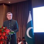 Ambassador of Pakistan to China, Khalil Hashmi speaks at the Pakistan National Day reception organised by Pakistan Embassy