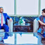 Minister of State for IT and Telecommunication Shaza Fatima Khawaja in a meeting with President and Group CEO PTCL Hatem Bamatraf