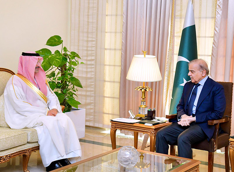 A delegation of Saudi Fund for Development (SFD), led by Sultan Bin Abdul Rehman Al Marshad, Chief Executive Officer (CEO), SFD call on Prime Minister Muhammad Shehbaz Sharif