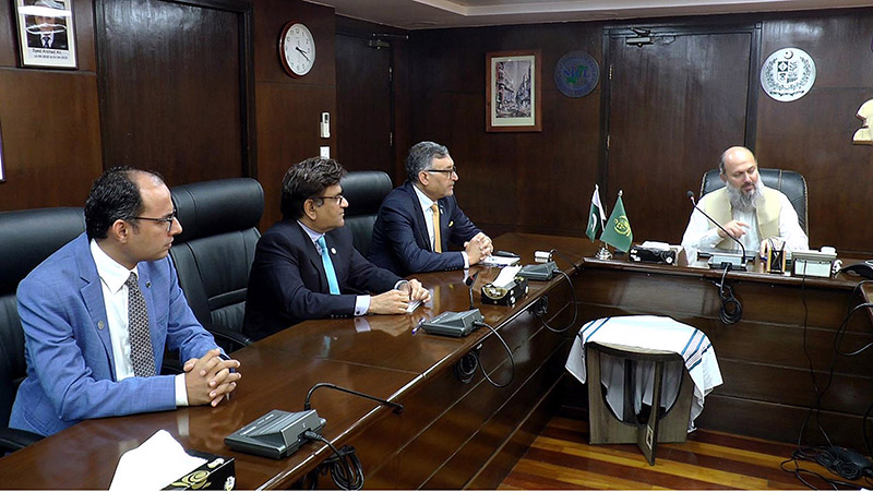 Federal Minister for Commerce, Jam Kamal Khan chairing a meeting at National Insurance Company Limited (NICL)