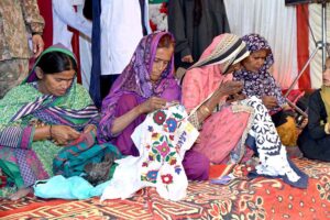 Student of Public Health School performing dance in a tableau during a function in connection with International Women Day at Gomi Bai Ladies Club Jinnah Bagh