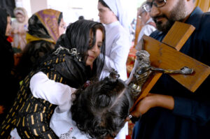 Bishop of Fatima Church performing religious rituals on Good Friday Day.