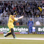 Peshawar Zalmi batter in action during Pakistan Super League (PSL) Twenty20 cricket match playing between Peshawar Zalmi and Multan Sultans at Pindi Stadium