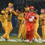 Peshawar Zalmi captain Babar Azam celebrates after Islamabad United batsman Alex Hales clean bowled in T20 cricket match between Islamabad United and Peshawar Zalmi teams during Pakistan Super League (PSL) season nine at Rawalpindi Cricket Stadium
