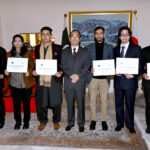 The Ambassador of Japan to Pakistan, WADA Mitsuhiro, in a group photo with the scholarship grantees during a farewell reception at Ambassador’s official residence