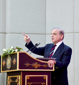 Prime Minister Muhammad Shehbaz Sharif addressing the Khatoon-e-Pakistan Awards Ceremony to commemorate International Women's Day