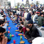 Volunteer arrange Iftar for deserving people during the holy month of Ramazan ul Mubarak at roadside