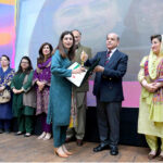 Prime Minister Muhammad Shehbaz Sharif distributing Khatoon-e-Pakistan Awards among the high achievers women in their respective fields on the eve of International Women Day