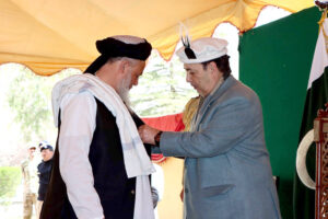 Governor Gilgit-Baltistan Syed Mehdi Shah on the behalf of President Islamic Republic of Pakistan confers the Presidential Award to the nominee in the ceremony at Governor House