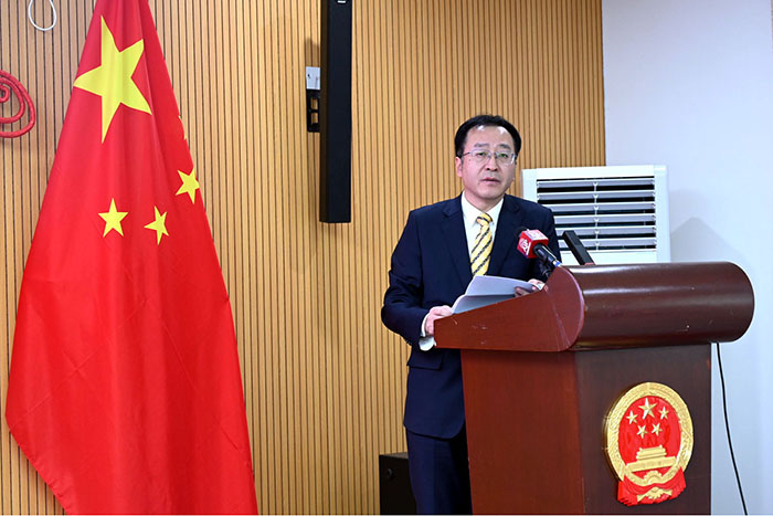 Consul General of the People's Republic of China in Karachi Mr. Yang Yundong addressing International Women,s day Celebration Ceremony at Consulate General of China.