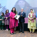 Prime Minister Muhammad Shehbaz Sharif distributing Khatoon-e-Pakistan Awards among the high achievers women in their respective fields on the eve of International Women Day