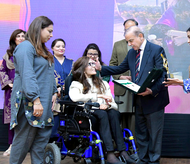 Prime Minister Muhammad Shehbaz Sharif distributing Khatoon-e-Pakistan Awards among the high achievers women in their respective fields on the eve of International Women Day