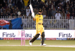 Players in action during Pakistan Super League (PSL) Twenty20 cricket match playing between Peshawar Zalmi and Multan Sultans at Pindi Stadium