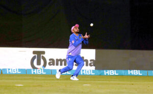 Players in action during Pakistan Super League (PSL) Twenty20 cricket match playing between Peshawar Zalmi and Multan Sultans at Pindi Stadium
