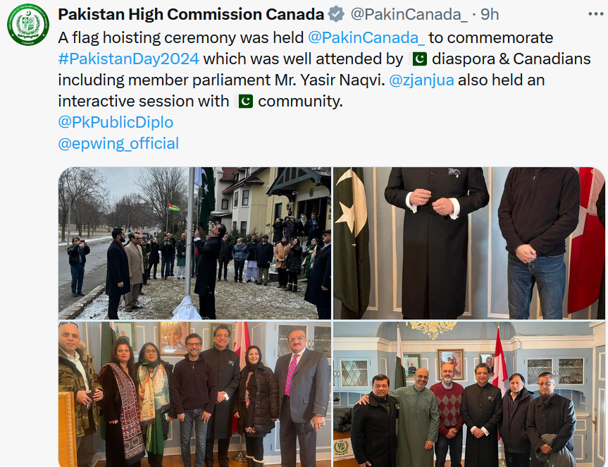 Flag-hoisting ceremonies held in Pakistan's Canada high commission, consulates