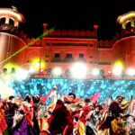 Artists performing in Vaisakhi Mela organized by Parks and Horticulture Authority Late night at Hazuri Bagh